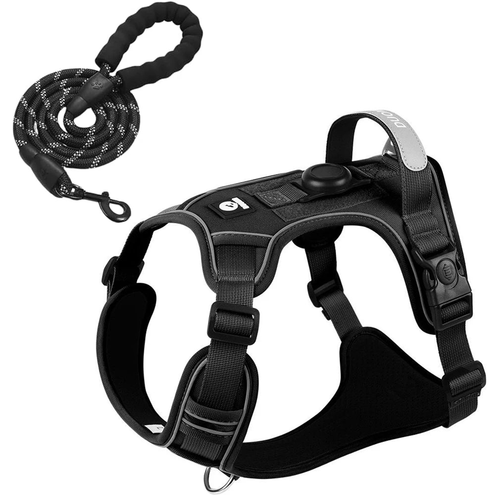 AirTag Adventure Harness - Premium Reflective Dog Harness with Built-In Tracker Holder